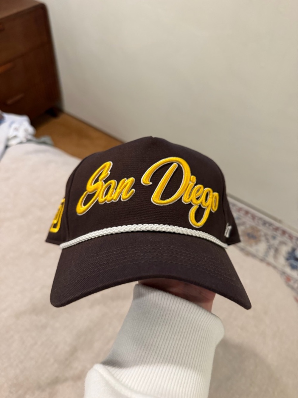 San Diego Padres Embroidered Rope Baseball Cap - Brown & Yellow - Picture 5 of 7